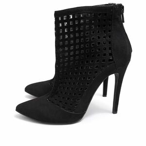 Black cut out Ankle Booties Pointed Toe Stiletto Heels sexy chic night out Y2K
